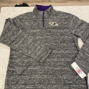 Baltimore Ravens NFL Gray and Black Quarter-Zip Pullover-Large NWT